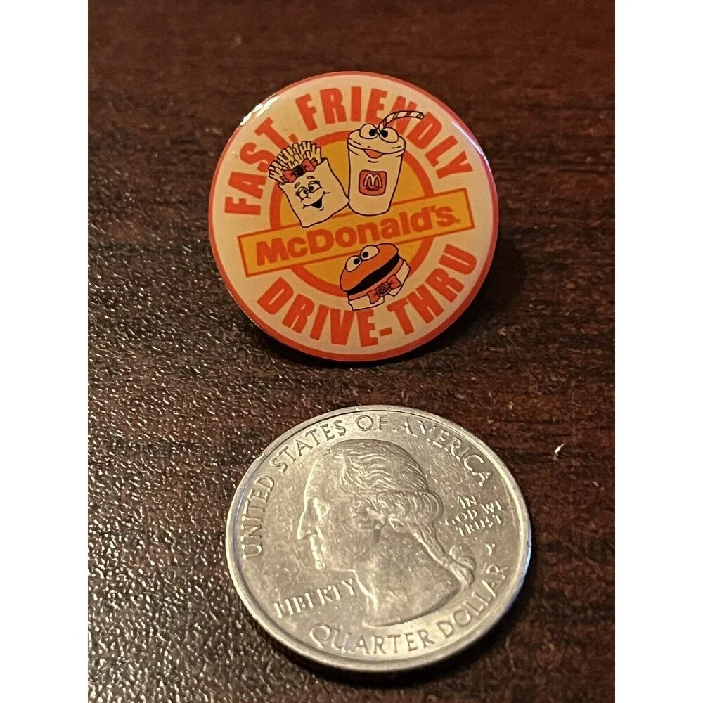McDonald’s Fast Friendly Drive-Thru Milkshake Fries Employee Lapel Hat‎ Pin